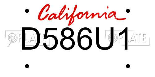 D586U1 California License Plate
