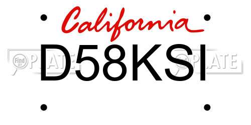 D58KSI California License Plate