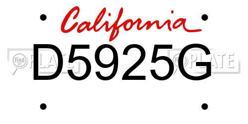 D5925G California License Plate