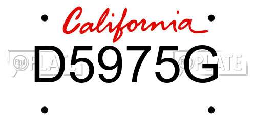 D5975G California License Plate