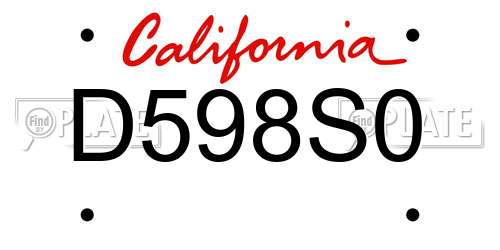 D598S0 California License Plate