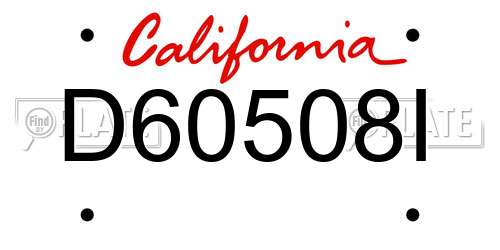 D60508I California License Plate