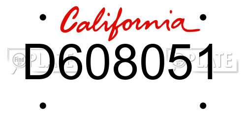 D608051 California License Plate