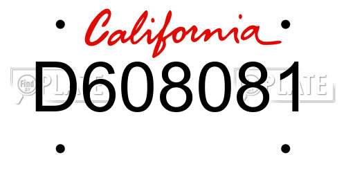 D608081 California License Plate