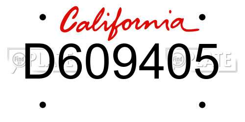 D609405 California License Plate