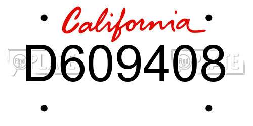 D609408 California License Plate