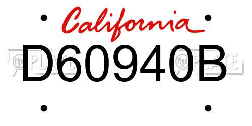 D60940B California License Plate