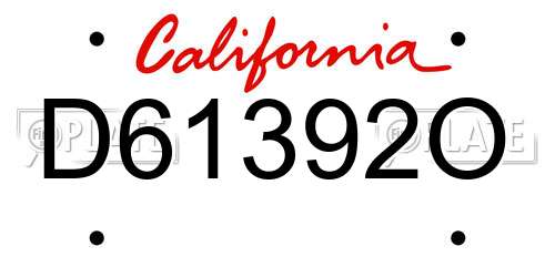 D61392O California License Plate