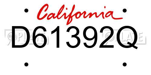 D61392Q California License Plate