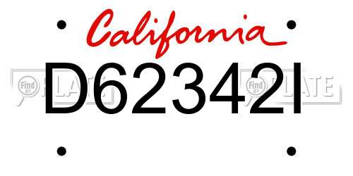 D62342I California License Plate