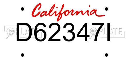 D62347I California License Plate