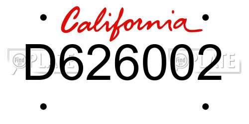 D626002 California License Plate