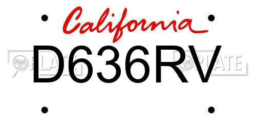 D636RV California License Plate