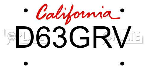 D63GRV California License Plate