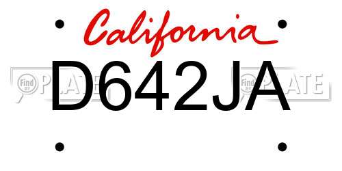 D642JA California License Plate