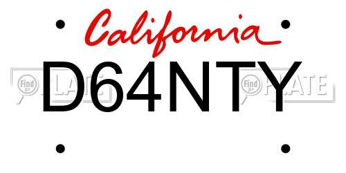 D64NTY California License Plate