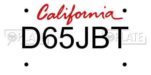 D65JBT California License Plate