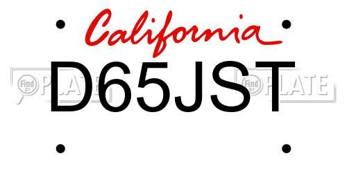 D65JST California License Plate