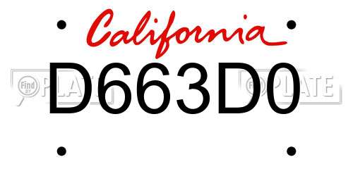 D663D0 California License Plate