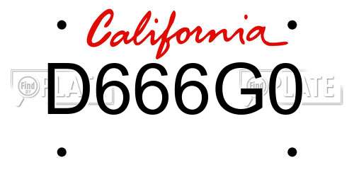 D666G0 California License Plate