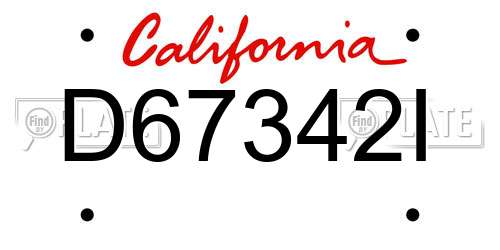 D67342I California License Plate
