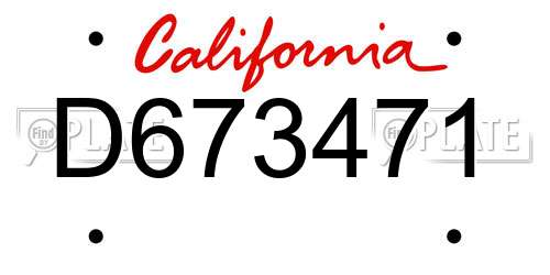 D673471 California License Plate