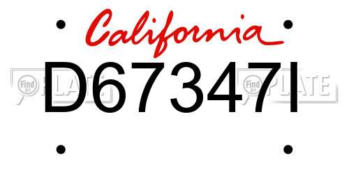 D67347I California License Plate