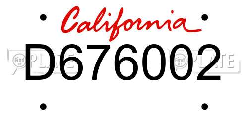 D676002 California License Plate