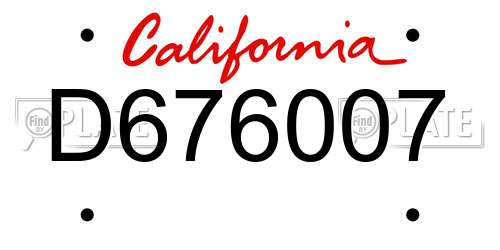 D676007 California License Plate