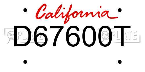 D67600T California License Plate