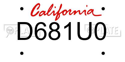 D681U0 California License Plate