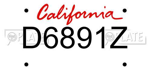 D6891Z California License Plate
