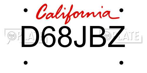 D68JBZ California License Plate