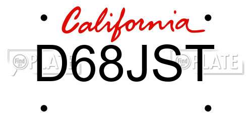 D68JST California License Plate