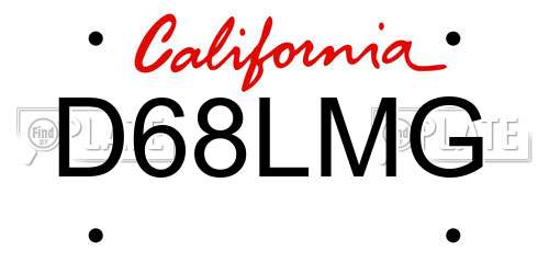 D68LMG California License Plate