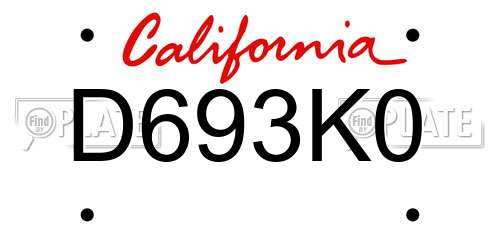 D693K0 California License Plate