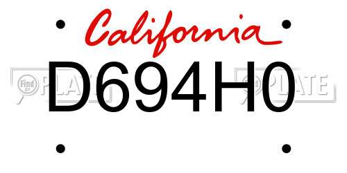 D694H0 California License Plate