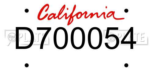 D700054 California License Plate