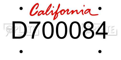 D700084 California License Plate