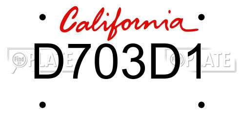 D703D1 California License Plate