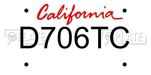 D706TC California License Plate