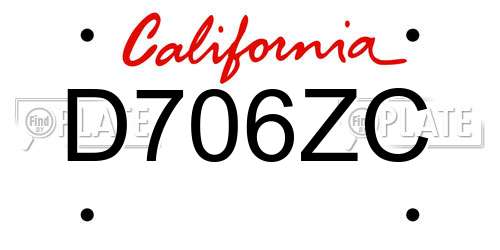 D706ZC California License Plate