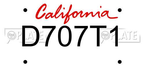 D707T1 California License Plate