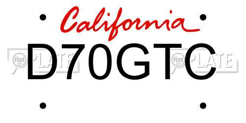 D70GTC California License Plate