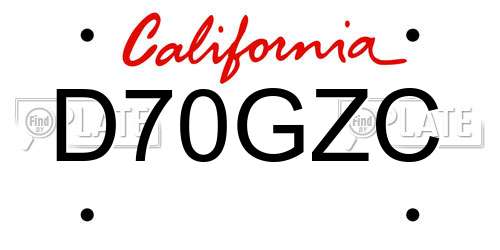 D70GZC California License Plate