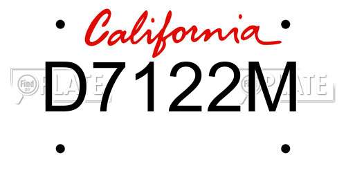 D7122M California License Plate