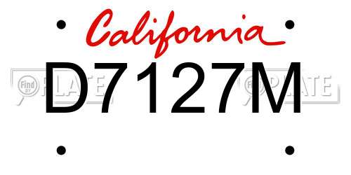 D7127M California License Plate