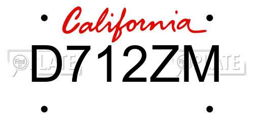 D712ZM California License Plate