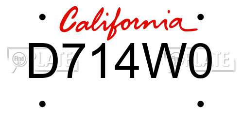 D714W0 California License Plate