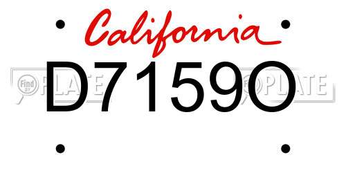 D7159O California License Plate
